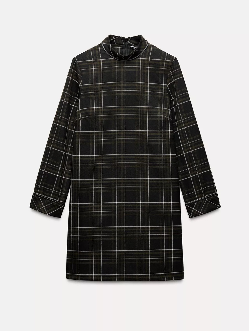 NWOT Zara Black & Khaki Plaid Dress